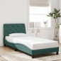 vidaXL Estructura cama con luces LED terciopelo verde oscuro 90x200 cm
