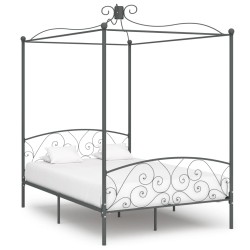 vidaXL Estructura de cama con dosel metal gris 140x200 cm