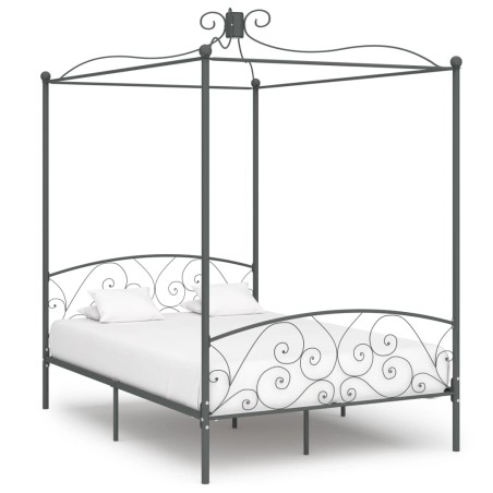 vidaXL Estructura de cama con dosel metal gris 140x200 cm