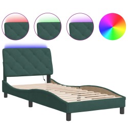 vidaXL Estructura cama con luces LED terciopelo verde oscuro 80x200 cm