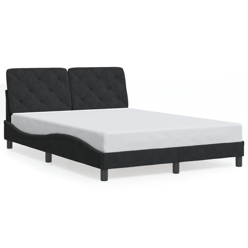 vidaXL Estructura de cama con luces LED terciopelo negro 140x200 cm
