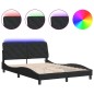 vidaXL Estructura de cama con luces LED terciopelo negro 140x200 cm