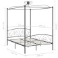 vidaXL Estructura de cama con dosel metal gris 140x200 cm