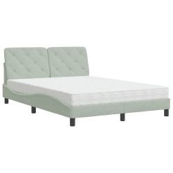 vidaXL Cama con colchón terciopelo gris claro 120x200 cm