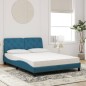 vidaXL Cama con colchón azul terciopelo 120x200 cm vidaXL Cama con colchón azul terciopelo 120x200 cm