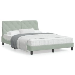 vidaXL Cama con colchón terciopelo gris claro 140x190 cm