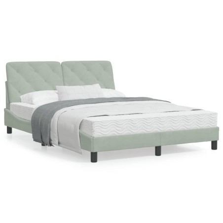 vidaXL Cama con colchón terciopelo gris claro 140x190 cm