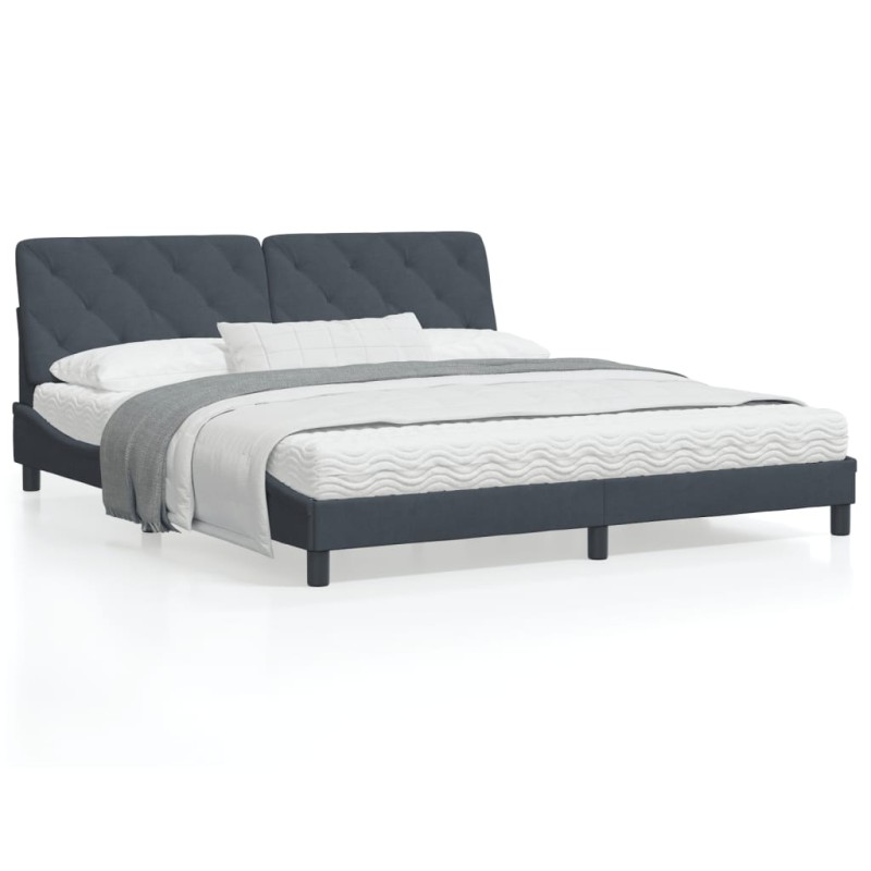 vidaXL Cama con colchón terciopelo gris oscuro 180x200 cm vidaXL Cama con colchón terciopelo gris oscuro 180x200 cm