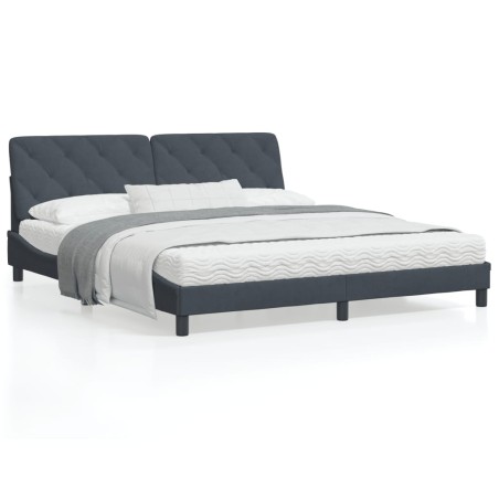 vidaXL Cama con colchón terciopelo gris oscuro 180x200 cm
