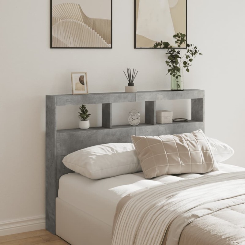 vidaXL Cabecero de cama con luz LED gris hormigón 140x17x102 cm vidaXL Cabecero de cama con luz LED gris hormigón 140x17x102 cm
