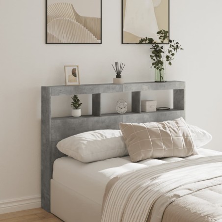 vidaXL Cabecero de cama con luz LED gris hormigón 140x17x102 cm