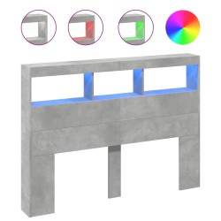 vidaXL Cabecero de cama con luz LED gris hormigón 140x17x102 cm