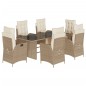vidaXL Set comedor de jardín 7 pzas con cojines ratán sintético beige vidaXL Set comedor de jardín 7 pzas con cojines ratán sintético beige