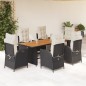vidaXL Set de comedor de jardín 7 pzas y cojines ratán sintético negro vidaXL Set de comedor de jardín 7 pzas y cojines ratán sintético negro