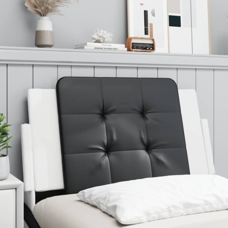 vidaXL Cabecero de cama acolchado cuero sintético negro y blanco 80 cm