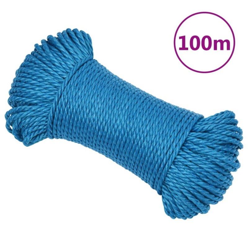 vidaXL Cuerda de trabajo polipropileno azul 8 mm 100 m vidaXL Cuerda de trabajo polipropileno azul 8 mm 100 m