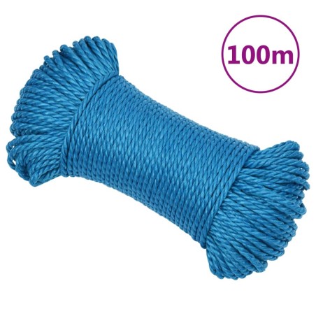 vidaXL Cuerda de trabajo polipropileno azul 8 mm 100 m