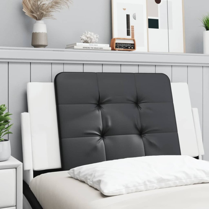 vidaXL Cabecero de cama acolchado cuero sintético negro blanco 100 cm vidaXL Cabecero de cama acolchado cuero sintético negro blanco 100 cm