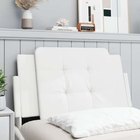 vidaXL Cabecero de cama acolchado cuero sintético blanco 90 cm