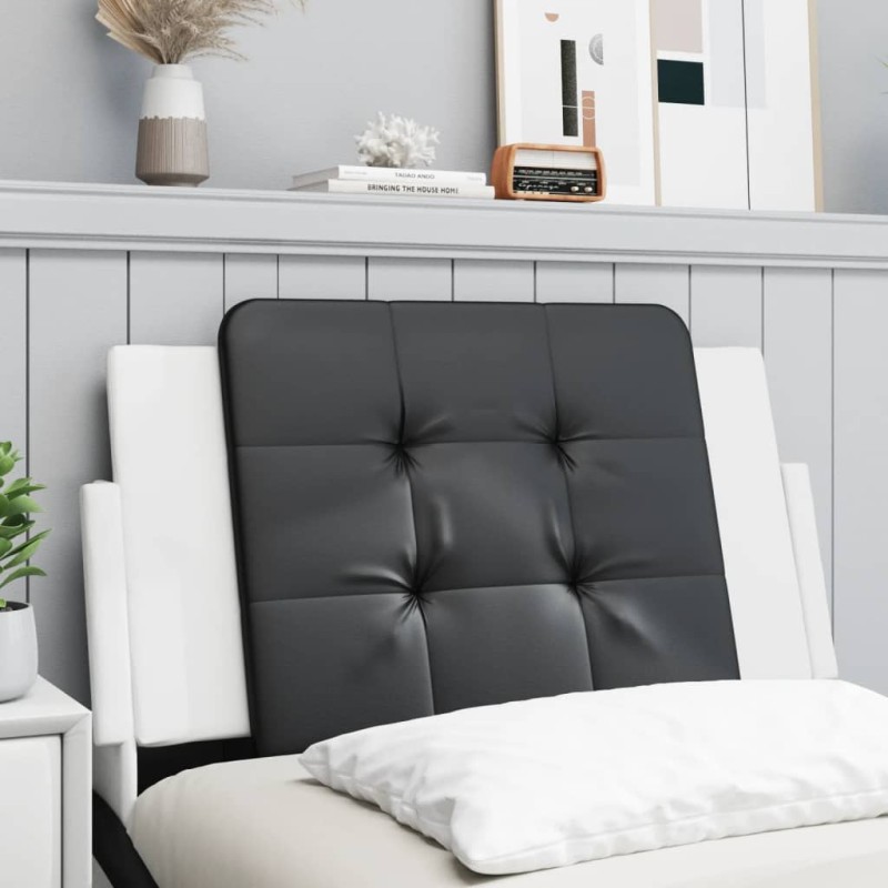 vidaXL Cabecero de cama acolchado cuero sintético negro y blanco 90 cm vidaXL Cabecero de cama acolchado cuero sintético negro y blanco 90 cm