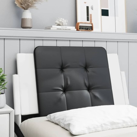 vidaXL Cabecero de cama acolchado cuero sintético negro y blanco 90 cm