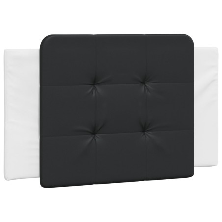 vidaXL Cabecero de cama acolchado cuero sintético negro y blanco 90 cm