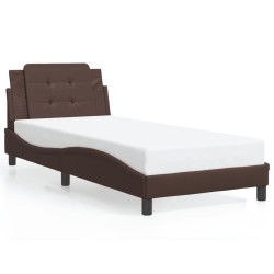 vidaXL Estructura cama con luces LED cuero sintético marrón 80x200 cm