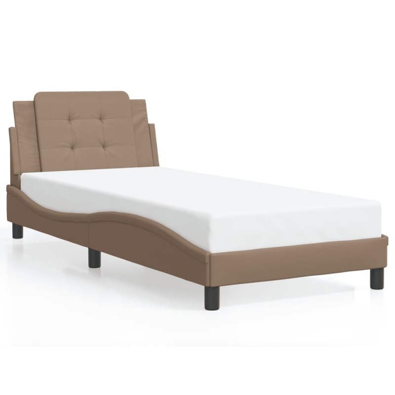 vidaXL Estructura de cama con LED cuero sintético capuchino 80x200 cm vidaXL Estructura de cama con LED cuero sintético capuchino 80x200 cm