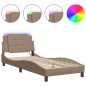 vidaXL Estructura de cama con LED cuero sintético capuchino 80x200 cm vidaXL Estructura de cama con LED cuero sintético capuchino 80x200 cm
