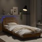 vidaXL Estructura de cama con LED cuero sintético capuchino 80x200 cm vidaXL Estructura de cama con LED cuero sintético capuchino 80x200 cm