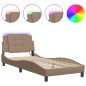 vidaXL Estructura de cama con LED cuero sintético capuchino 90x190 cm