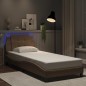 vidaXL Estructura de cama con LED cuero sintético capuchino 90x190 cm