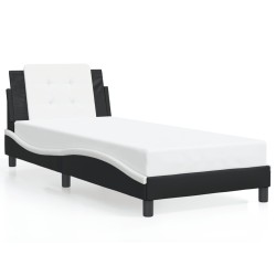 vidaXL Estructura cama con LED cuero sintético negro blanco 90x200 cm