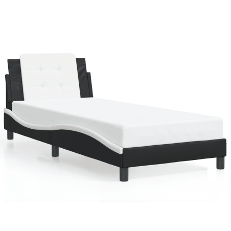 vidaXL Estructura cama con LED cuero sintético negro blanco 90x200 cm