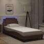 vidaXL Estructura cama con luces LED cuero sintético marrón 100x200 cm
