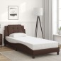 vidaXL Estructura cama con luces LED cuero sintético marrón 100x200 cm