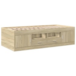 vidaXL Tumbona con cajones madera ingeniería roble Sonoma 90x190 cm