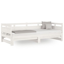 vidaXL Sofá cama extraíble madera maciza de pino blanco 2x(90x200) cm