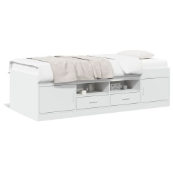 vidaXL Tumbona con cajones madera de ingeniería blanco 90x190 cm