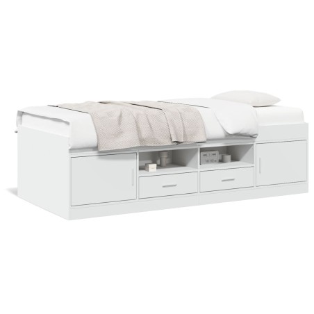 vidaXL Tumbona con cajones madera de ingeniería blanco 90x190 cm