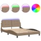 vidaXL Estructura de cama con LED cuero sintético capuchino 120x200 cm vidaXL Estructura de cama con LED cuero sintético capuchino 120x200 cm