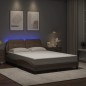 vidaXL Estructura de cama con LED cuero sintético capuchino 120x200 cm vidaXL Estructura de cama con LED cuero sintético capuchino 120x200 cm