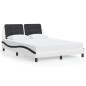 vidaXL Estructura de cama luces LED cuero PE blanco y negro 140x190 cm