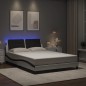 vidaXL Estructura de cama luces LED cuero PE blanco y negro 140x190 cm