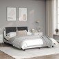 vidaXL Estructura de cama luces LED cuero PE blanco y negro 140x190 cm