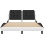 vidaXL Estructura de cama luces LED cuero PE blanco y negro 140x190 cm