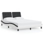 vidaXL Estructura cama con LED cuero sintético blanco negro 120x200 cm vidaXL Estructura cama con LED cuero sintético blanco negro 120x200 cm