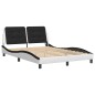 vidaXL Estructura cama con LED cuero sintético blanco negro 120x200 cm vidaXL Estructura cama con LED cuero sintético blanco negro 120x200 cm