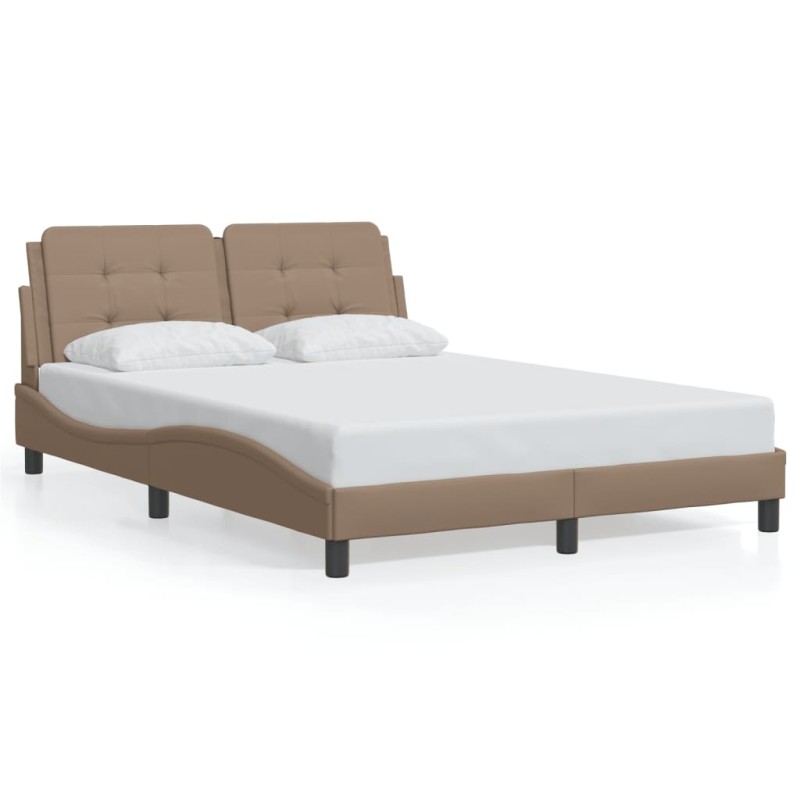vidaXL Estructura de cama con LED cuero sintético capuchino 140x200 cm