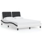 vidaXL Estructura cama con LED cuero sintético blanco negro 140x200 cm vidaXL Estructura cama con LED cuero sintético blanco negro 140x200 cm